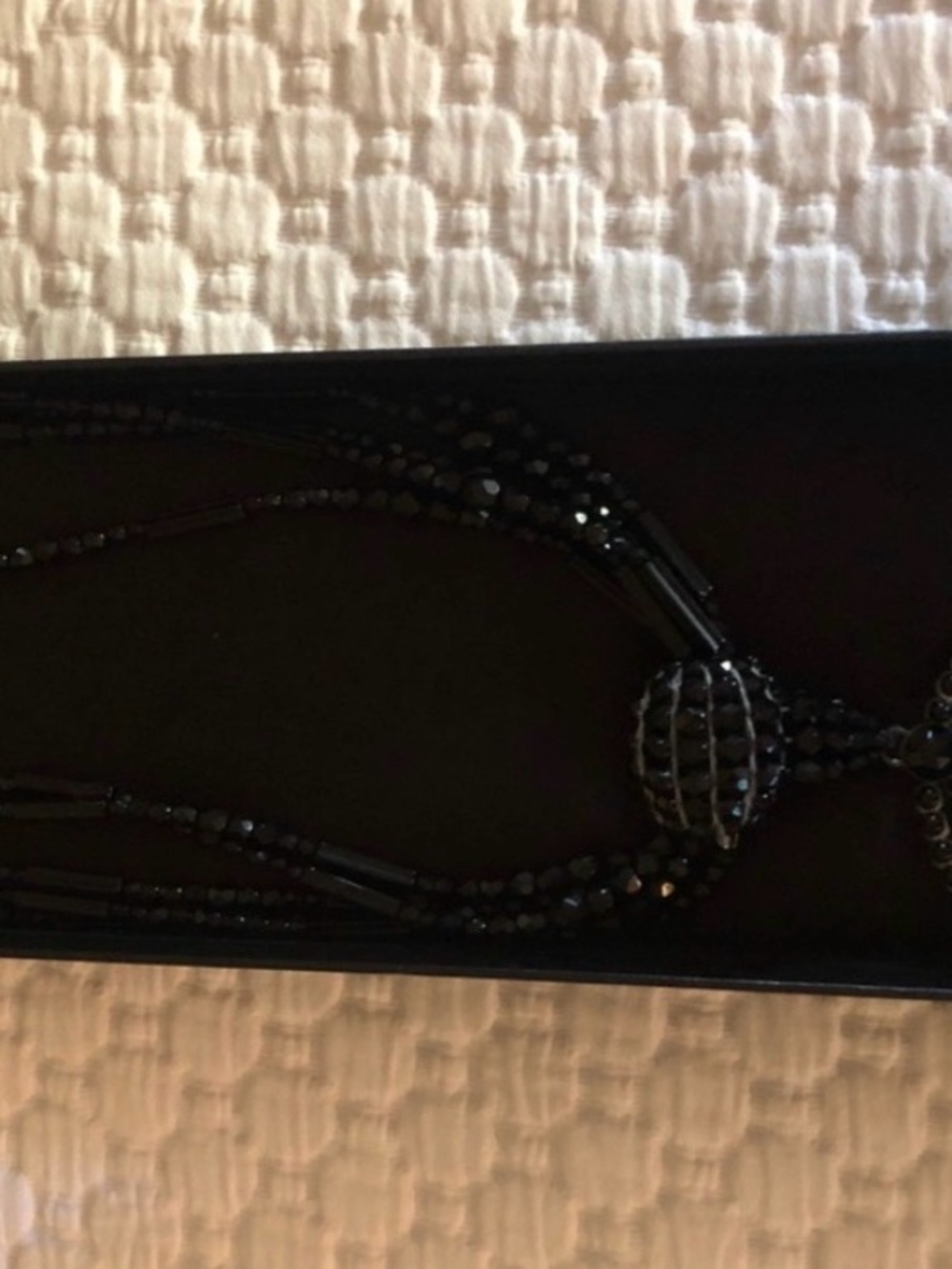 Giorgio Armani Black Faceted Multi-Strand Beaded Necklace in original box.